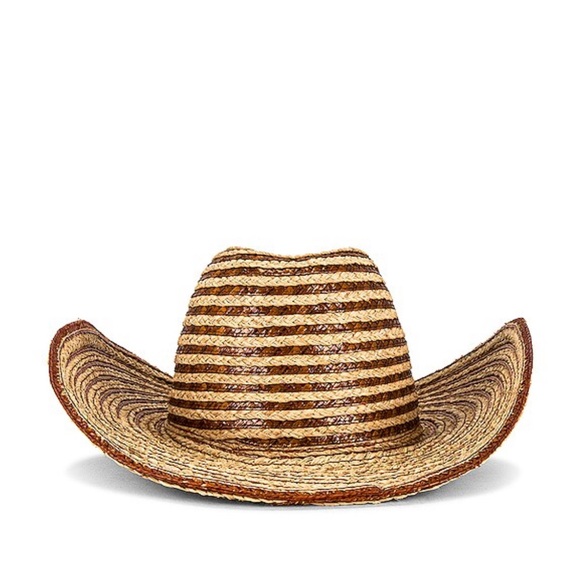 REVOLVE Striped Straw Cowboy Hat in Natural and Brown main image 4